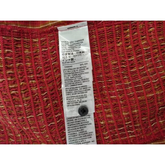 Levi's red plaid blouse, slim fit, long puffed sleeves, Size S, NWT - Picture 4 of 11